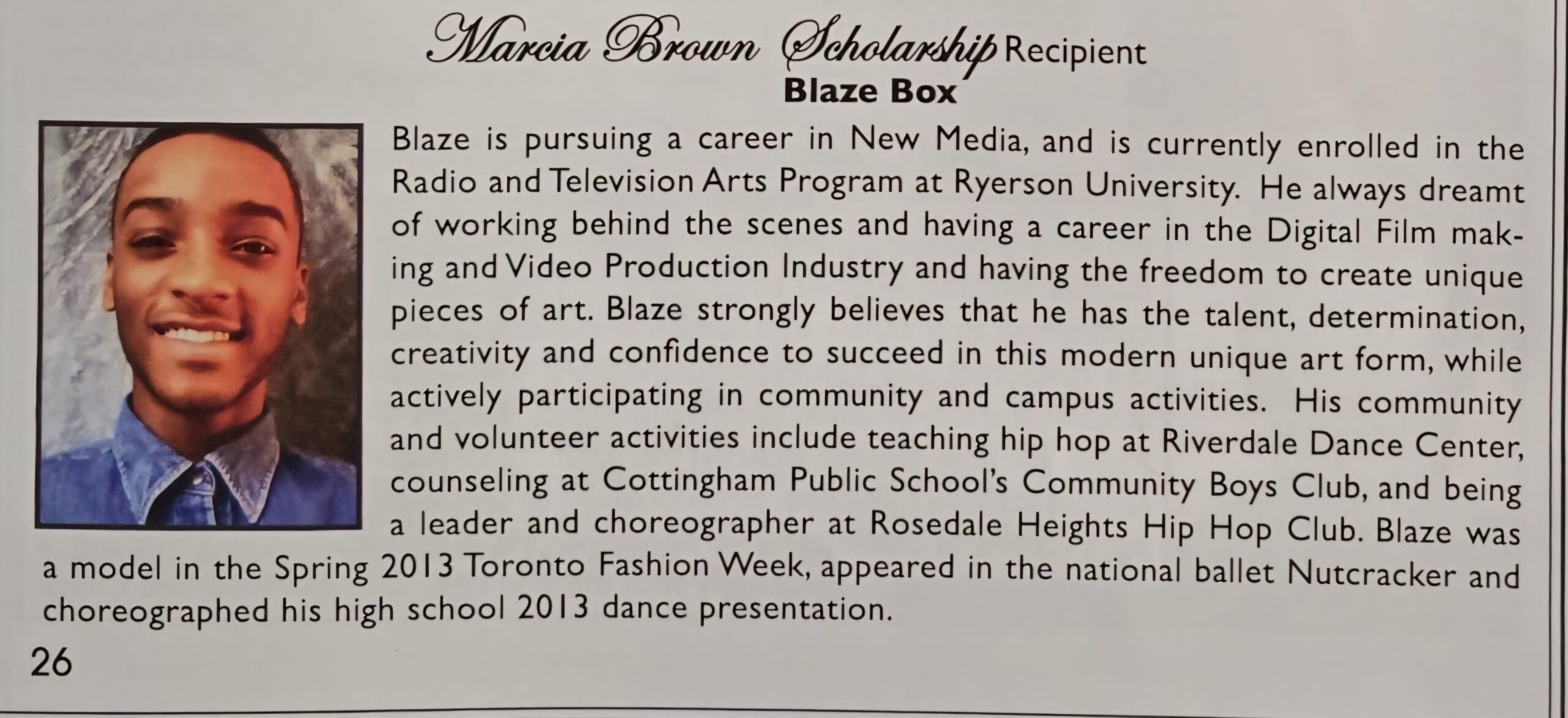 Blaze Box - Marcia Brown Productions recipient.